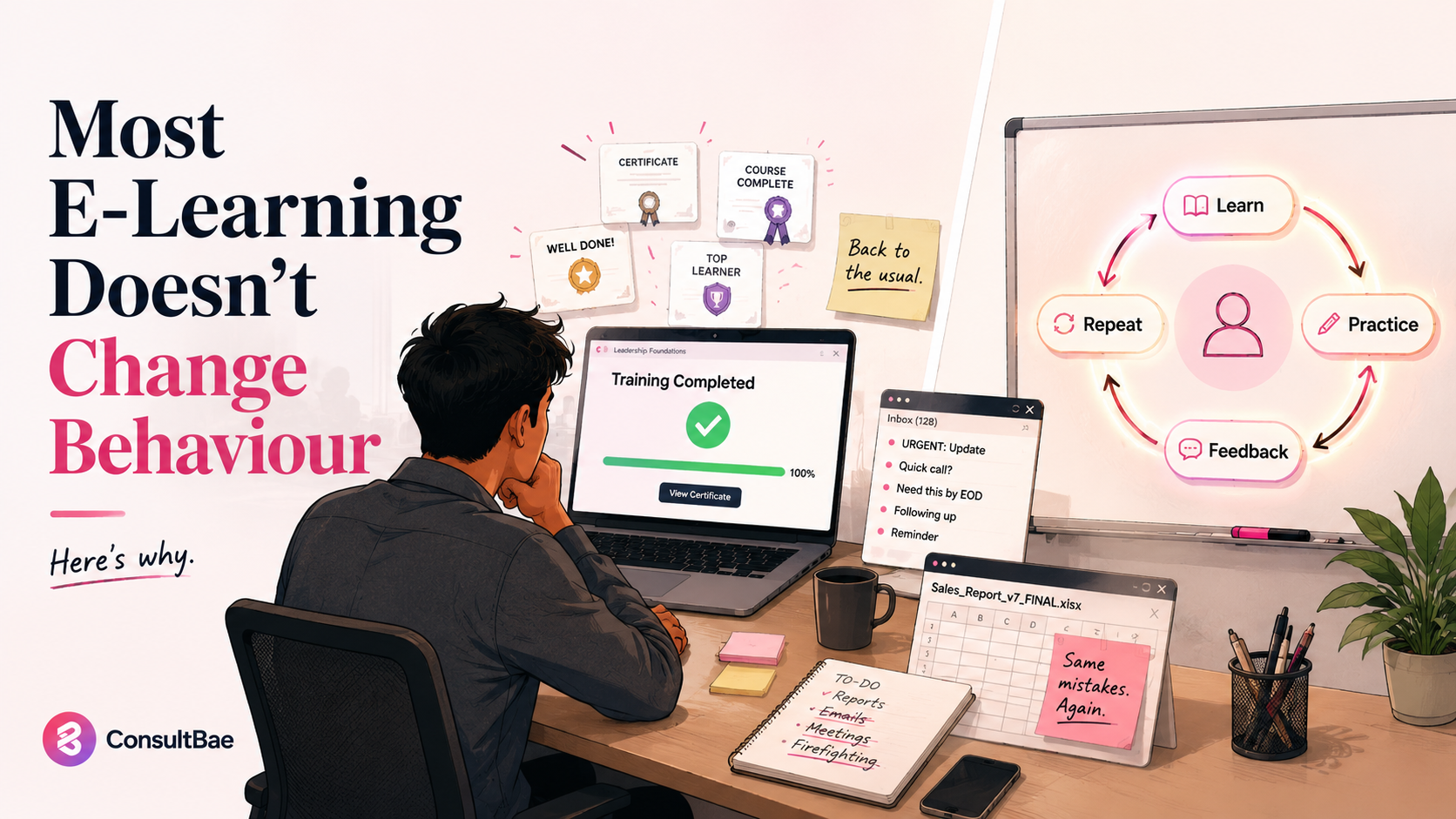 Why corporate e-learning rarely changes behaviour — and what to do about it.
