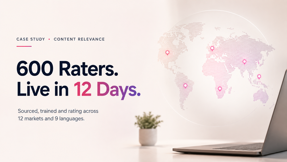 A 600-Rater Content Relevance Pool, Live in 12 Days.